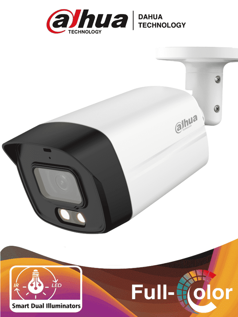 DAHUA--DAHUA HAC-HFW1239TLMN-IL-A - Camara Bullet de 2 Megapixeles/ Iluminador Dual Inteligente + Full Color/ Lente de 2.8 mm/ 107 Grados de Apertura/ Microfono Integrado/ 40 Metros de Iluminación IR y Visible/ WDR Real de 130 dB/ IP67/-