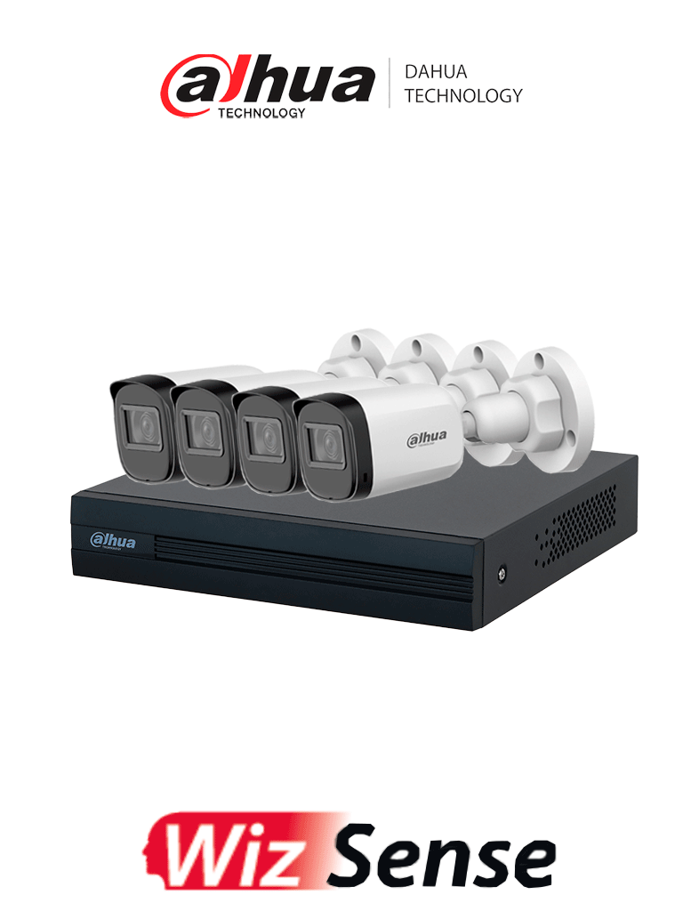 DAHUA--DAHUA KIT/XVR1B08-I/4-B1A21N-U - Kit de Videovigilancia con DVR Cooper-I WizSense, IA, 8 canales +2 IP o Hasta 10 Canales IP  y 4 cámaras B1A21-U de 2MP. Graba en H.265+  y permite búsqueda de humanos y vehículos con SMD Plus.-