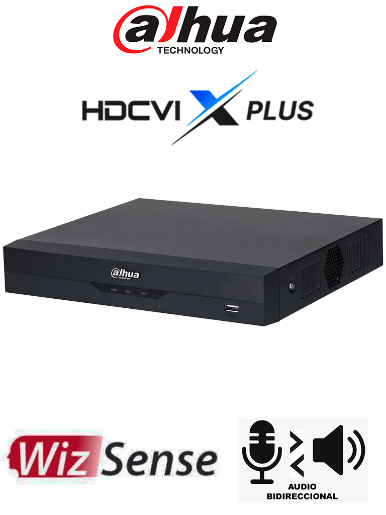 DAHUA--DAHUA DH-XVR5104HS-I3/T -DVR de 5MP Lite con WizSense/HDCVI X PLUS/ Soporta 4 canales+ 2 IP o hasta 6 canales IP/Audio Bidireccional en los 4 Canales/  Reconocimiento facial y protección perimetral en 1 canal/incluye SDM Plus, codificación H.265+-