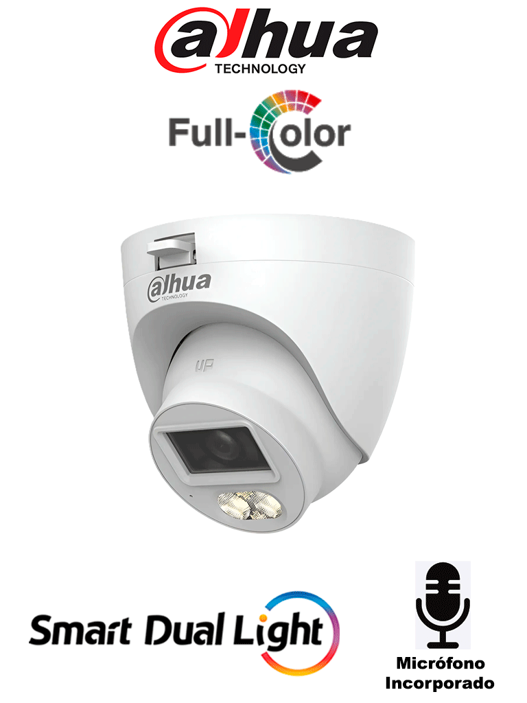 DAHUA--DAHUA DH-HAC-HDW1801TLQN-IL-A-S3 - Cámara Domo 4K/ HDCVI X PLUS/ Iluminador Dual Inteligente/ Micrófono Incorporado/ Angulo de visión de 106°/ Iluminación de hasta 20 mts con IR o Luz Cálida/ WDR real de 120 dB-