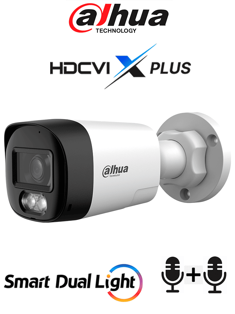DAHUA--DAHUA DH-HAC-HFW1801RLN-IL-T - Cámara Bullet 4K/ HDCVI X PLUS/ Audio Bidireccional/ 106 Grados de Apertura/ Iluminación Dual Inteligente IR y Luz Calida de Hasta 30Mts/ WDR Real de 120 dB/ Soporta CVI & TVI & AHD & CVBS/ Policarbonato-