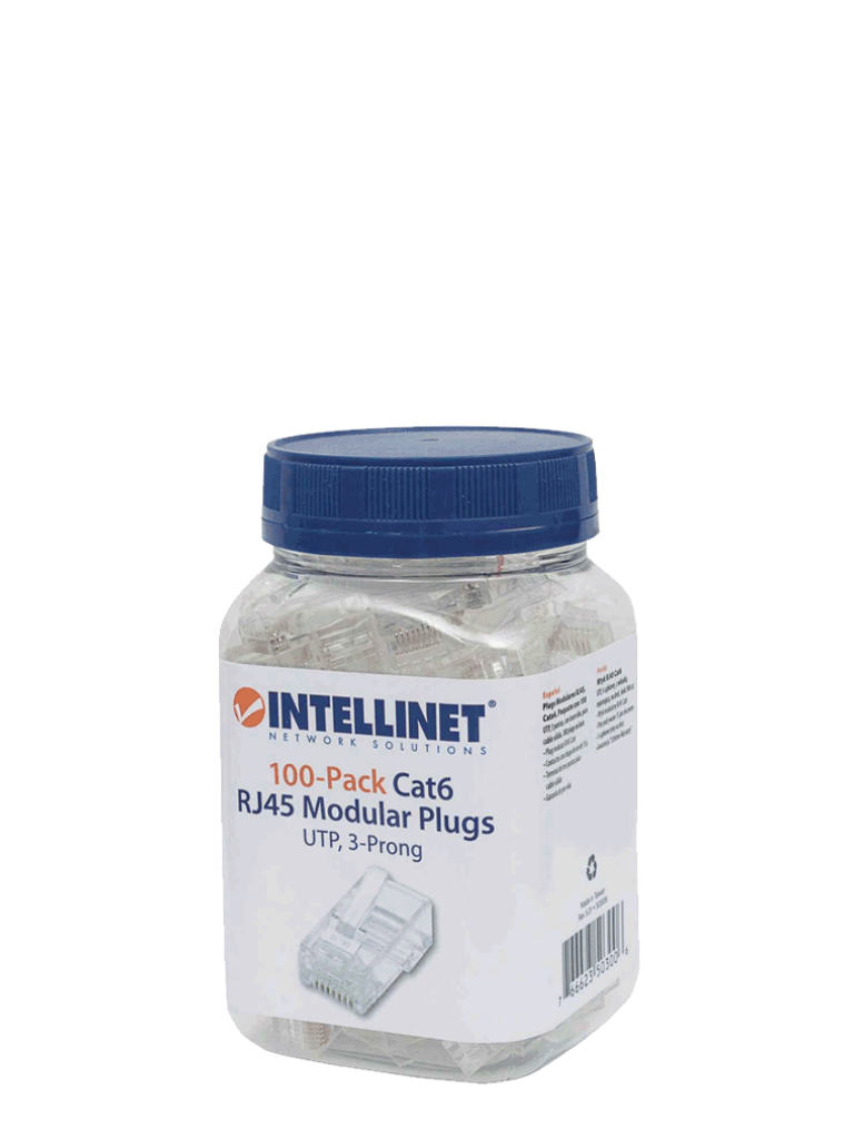 INTELLINET 502399 - Plug RJ45 CAT5E solido UTP / Bote 100 piezas / ORO 15-micras