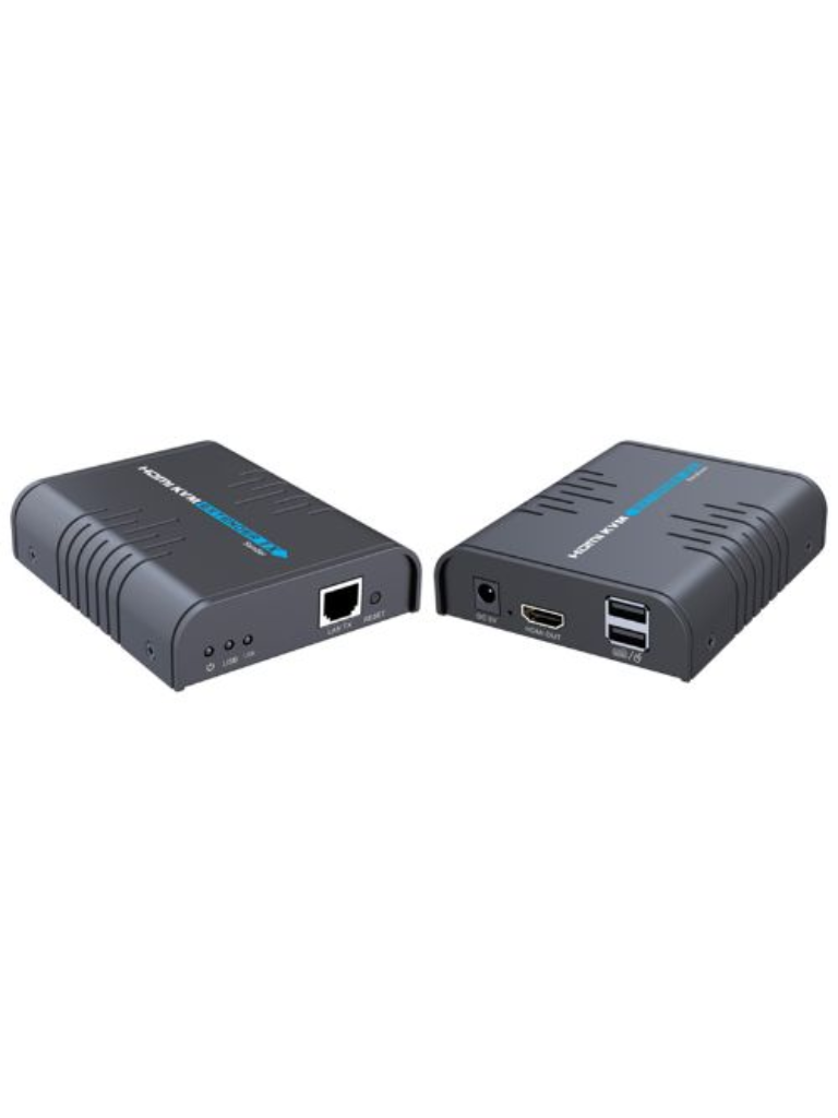SAXXON LKV373KVM- Kit Extensor HDMI/KVM para Hasta 120 metros/ Resolución 1080p@60Hz/  Soporta Cableado con CAT 5e y 6/ 30 HZ/ 2 Puertos USB para Conectar Teclado y/o Mouse/ 5 VCD/ Plug and Play/ Punto a Punto o Punto Multipunto con Switch/