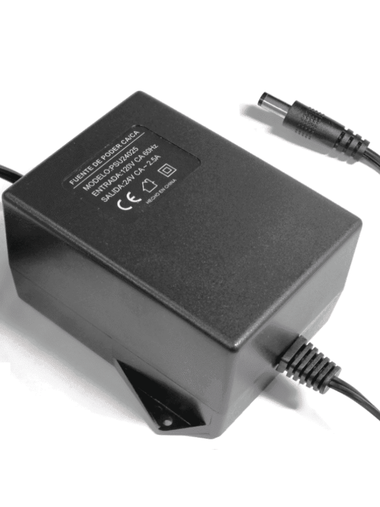 SAXXON PSU24025 - Fuente de Poder de 24 Vca a 2.5 Amperes/ Cable de 2.5 Metros/ Entrada 110 Vca/ Protección contra Sobre Cargas/ 