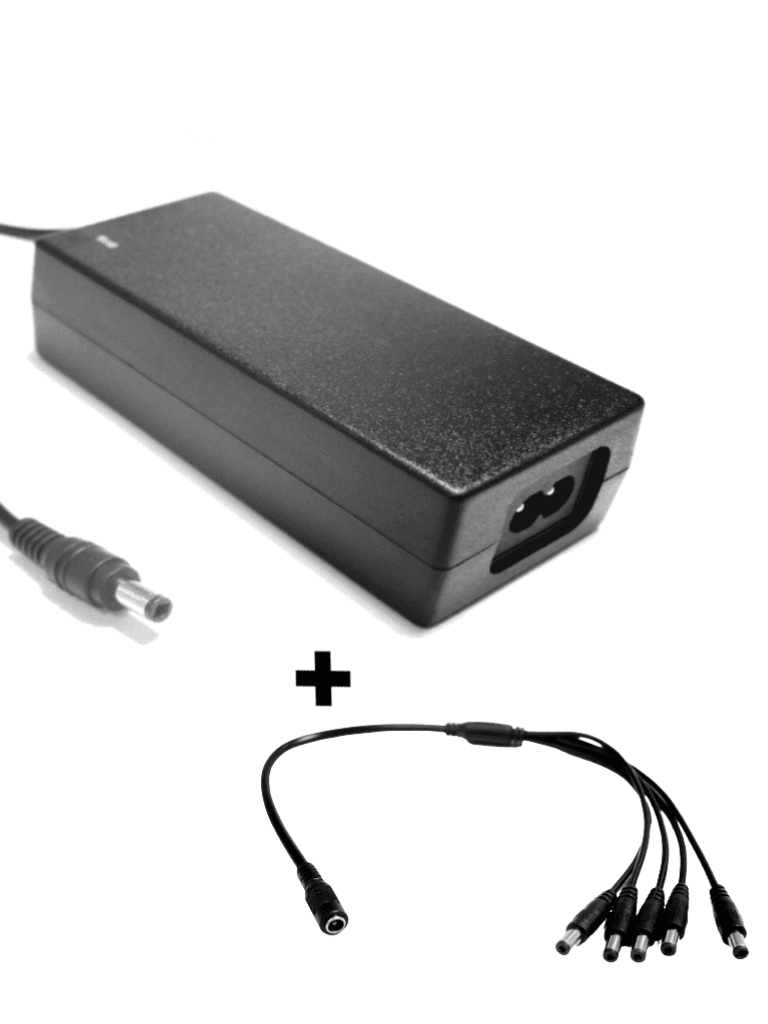 SAXXON uFP12VDC41APAQ - Paquete de Fuente de Poder Regulada de 12 Vcc 4.1 Amperes + Divisor para 5 Cámaras/ Color Negro/ Para Usos Multiples: Sistemas de CCTV, Acceso, ETC/ Certificacion UL/