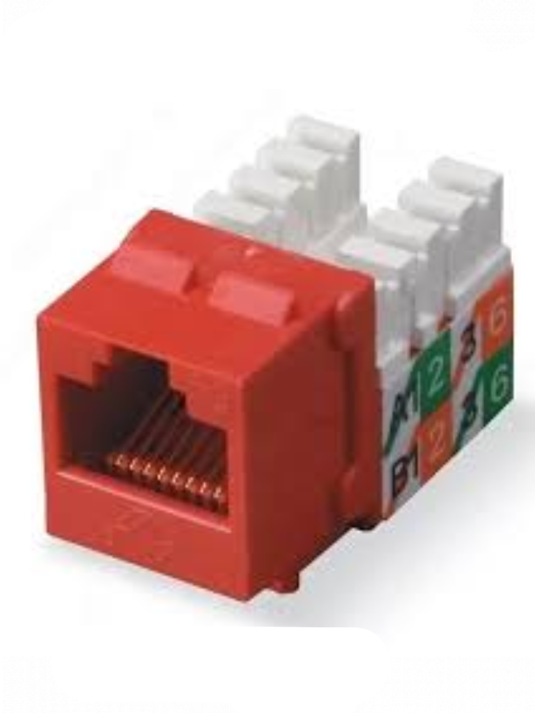 SAXXON M2656R - Modulo jack keystone RJ45 / 8 Hilos / CAT 6 / Compatible con calibres AWG 22-26 / Color rojo