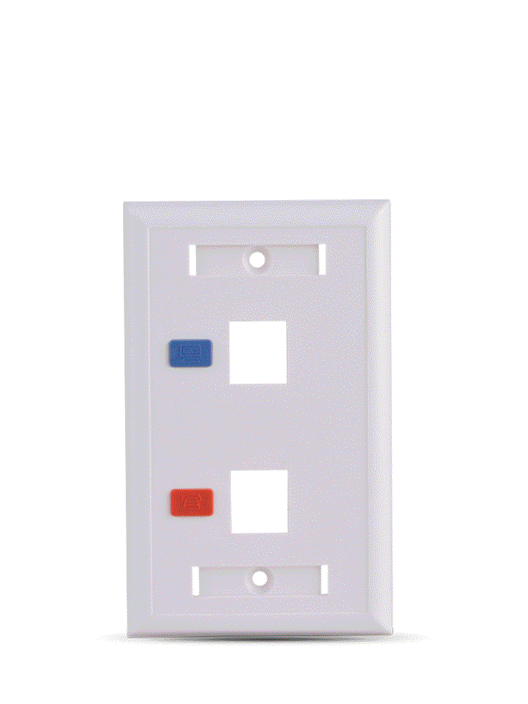 SAXXON A1752E - Placa de pared / Vertical / 2 Puertos tipo keystone / Color blanco / Con etiquetas