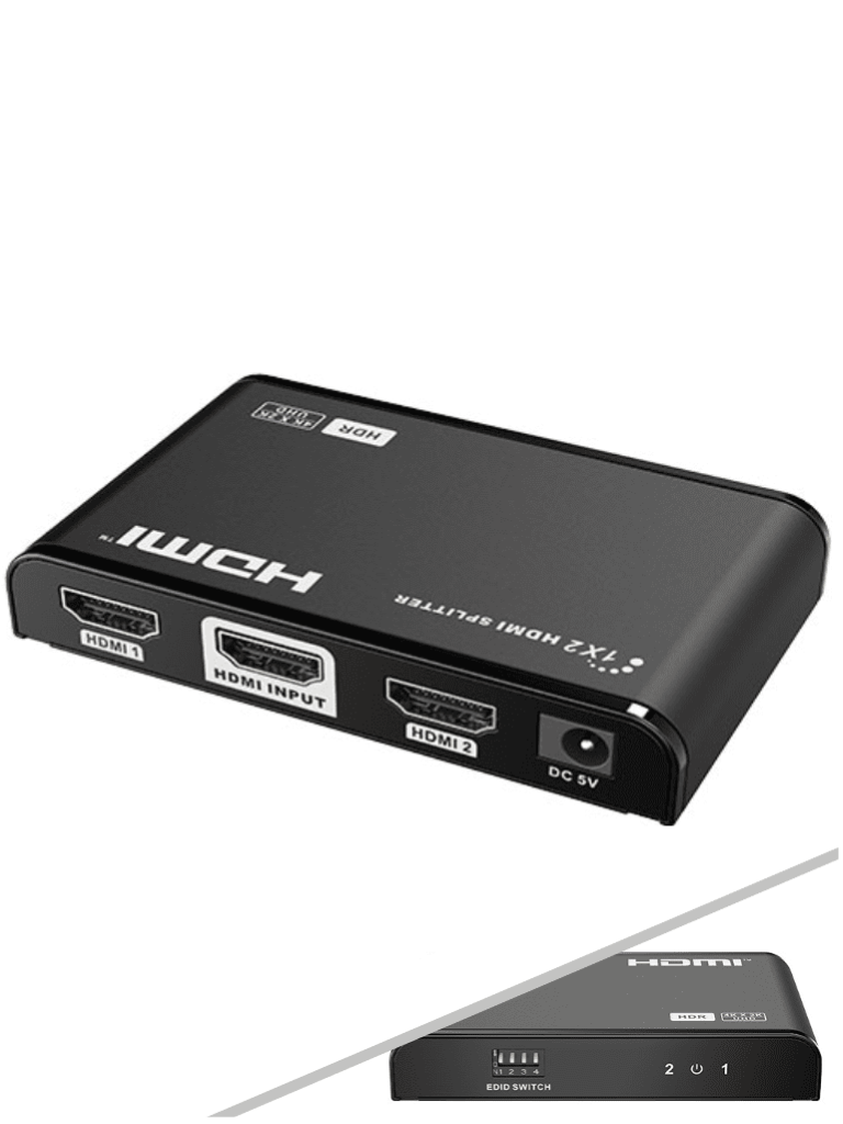 SAXXON LKV312HDR-V2.0 - Divisor de Video HDMI 4K de 1 Entrada y 2 salidas/ Soporta Resolución 4Kx2K @30Hz/ 1080P Full HD/ Distancia de 10 Metros en Entrada y Salidas/ Switch EDID para Autoajuste de Resolución/