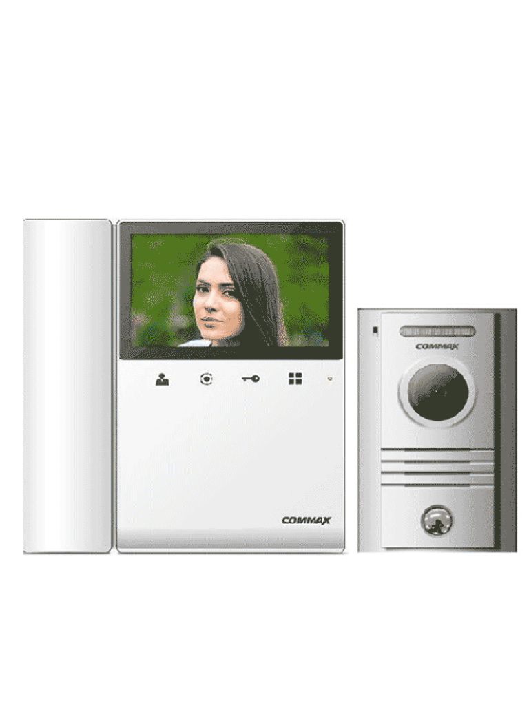 COMMAX CDV43K2P- Paquete de videoportero incluye monitor CDV43K2 de 4.3 pulgadas con auricular para respuesta con audio y video desde frente de calle DRC40K, funcion de apertura de puerta, soporta segundo monitor y auricular DP4VHP