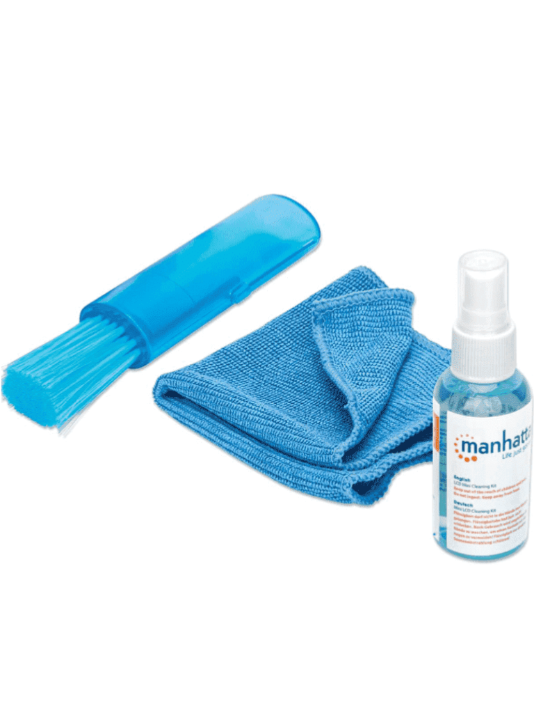 MANHATTAN 421010 -  Kit de Limpieza para Pantallas LCD/  Libre de Alcohol/  Incluye Solución de Limpieza/ Brocha y Paño de Microfibra/ 