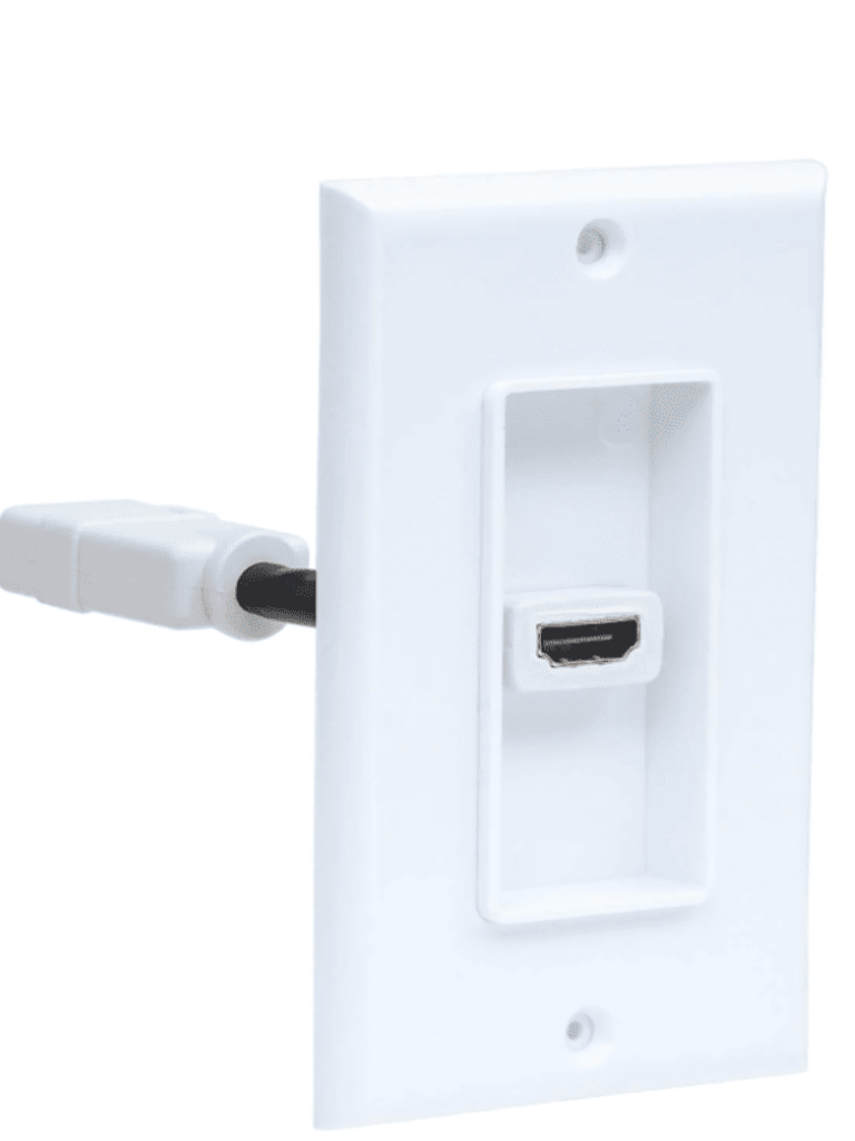 MANHATTAN 771719 Placa de pared HDMI de un puerto HDMI hembra a HDMI hembra, Tipo Conector, Blanco
