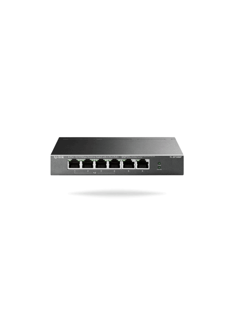 TP-LINK TL-SF1006P - Switch PoE No Administrable/ 6 Puertos Fast Ethernet/ 4 Puertos PoE AF & AT/ Suministro PoE Hasta 67W/ Modo Extendido hasta 250m de Conexión