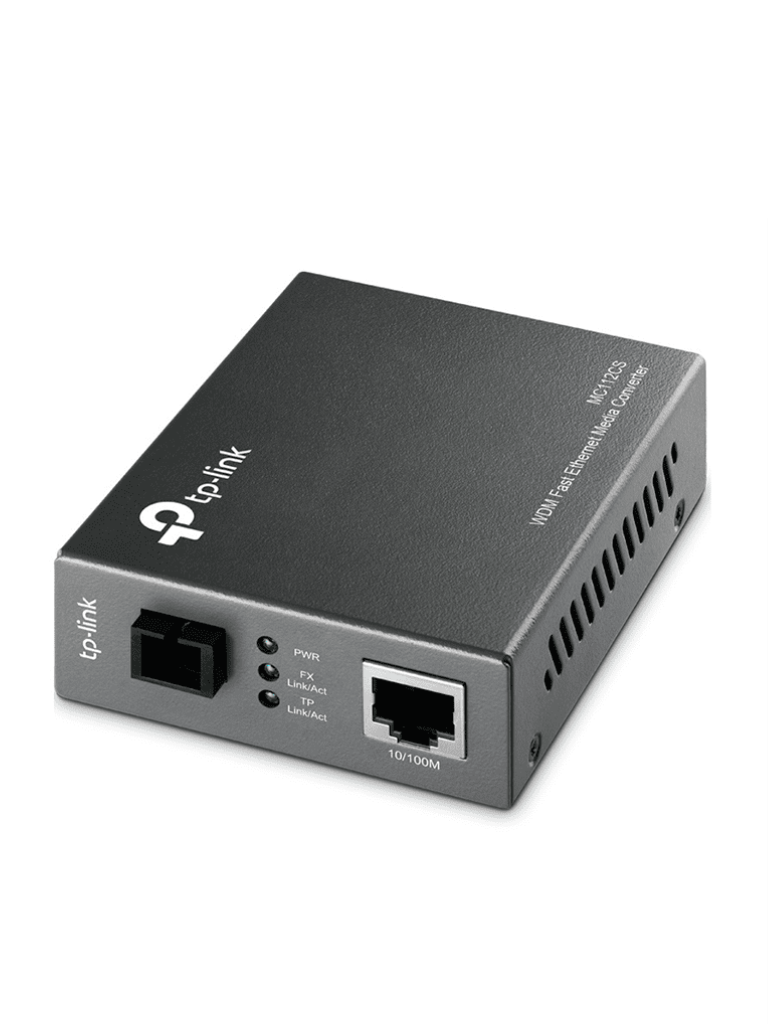TP-LINK MC112CS - Convertidor Firba Óptica WDM Monomodo , 1 puerto RJ45 10/100 Mbps , 1 puerto SC/UPC 100 Mbps , Hasta 20 Km , Para su Funcionamiento Requiere el Modelo MC111CS , Plug and Play